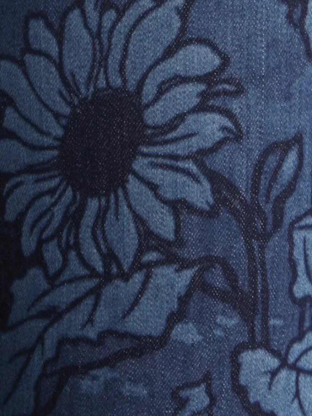 MOTHER Navy Floral Wide-Leg Jeans - Picture 3 of 10